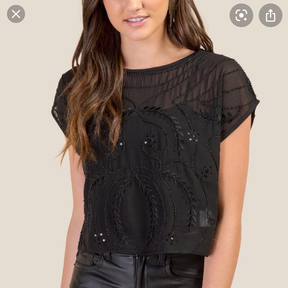 Francesca's Collections Tops - Black Beaded Top, Size M
